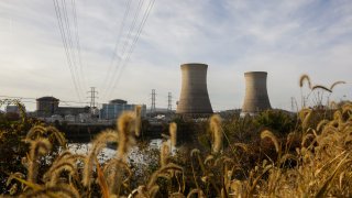 Cooling towers at the Three Mile Island nuclear power plant in Middletown, Pennsylvania, Oct. 30, 2024.