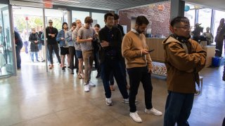 Voters stand in line at a polling station in Washington, D.C., on Election Day, Nov. 5, 2024.