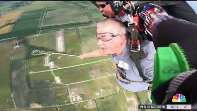 Amputee skydives to celebrate his 65th birthday