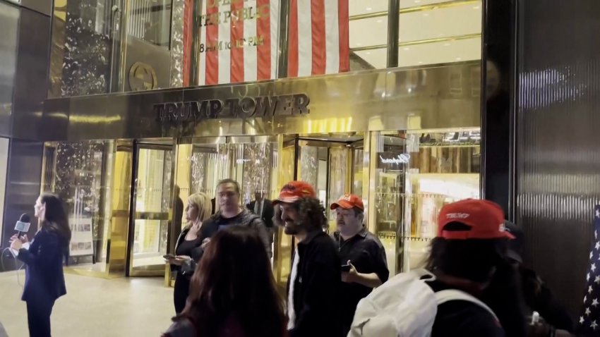 Trump supporters gather outside Trump Tower after election victory