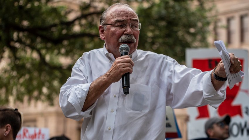 AUSTIN, TX – JUNE 20: Texas Democratic Party Chairman Gilberto Hinojosa speaks at a rally at the state Capitol on June 20, 2021 in Austin, Texas.