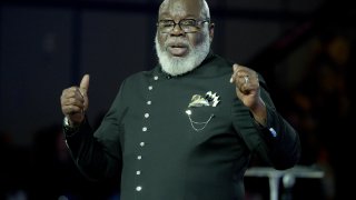 HOUSTON, TEXAS – JUNE 23: Bishop T.D. Jakes speaks on stage during day 3 of the Cry Out 2024 at George R. Brown Convention Center on June 23, 2024 in Houston, Texas. (Photo by Marcus Ingram/Getty Images)