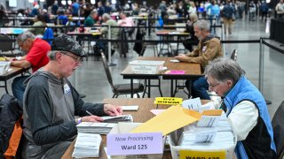 Milwaukee election officials process and count ballots