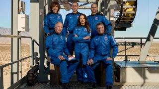 The NS-28 Crew: Back row, left to right: Sharon Hagle, Austin Litteral, J.D. Russell. Front row, left to rigth, Marc Hagle, Emily Calandrelli, Hank Wolfond.