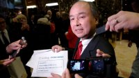 Softbank CEO Masayoshi Son speaks to the press after meeting with U.S. President-elect Donald Trump at Trump Tower in Manhattan, New York City, U.S., December 6, 2016.