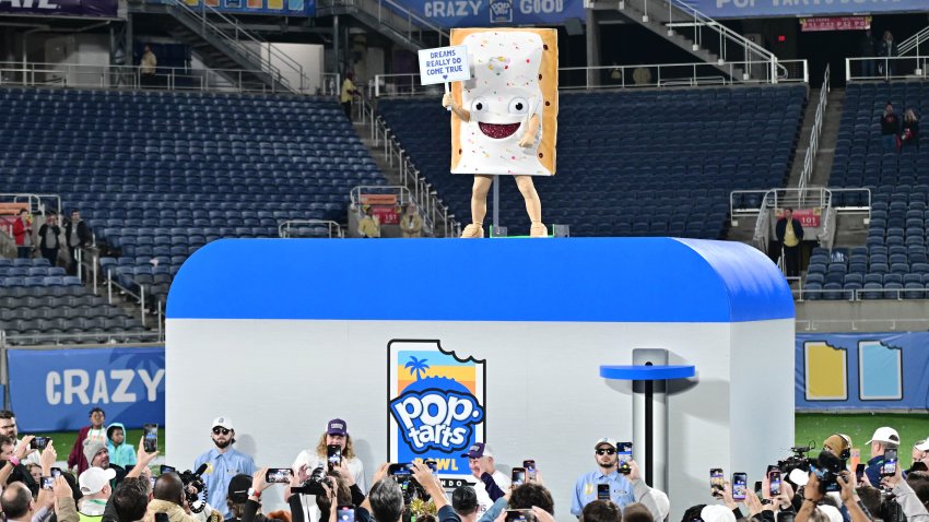 The Pop-Tart mascot looks on