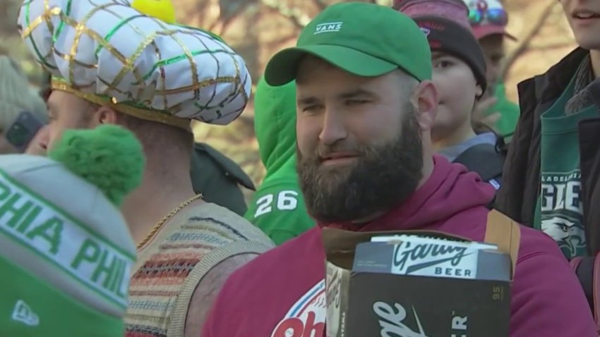 Paul Crossley of Fishtown took home the title for the best Jason Kelce during a look-a-like contest held in Rittenhouse Square on Saturday, Dec. 14, 2024.