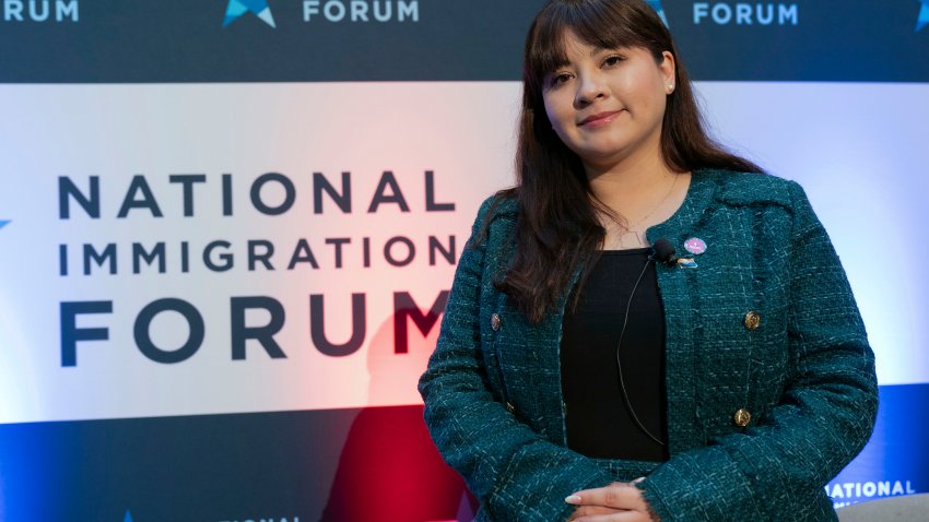 Aliento CEO Reyna Montoya poses for a photo after speaking at an immigration forum on Capitol Hill in Washington, Wednesday, Nov. 13, 2024. (AP Photo/Jose Luis Magana)