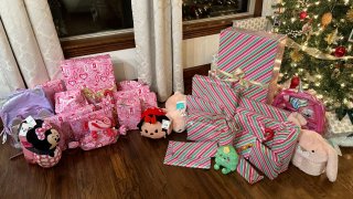 Gifts donated by Fort Worth firefighters to a family affected by a house fire. (Courtesy: Fort Worth Fire Department)