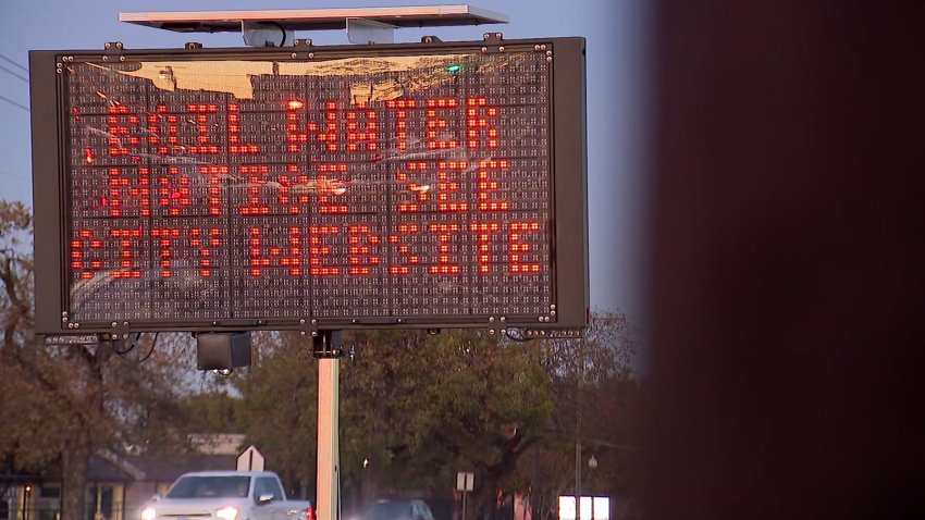 Boil water notice posted on sign in Ennis, Texas