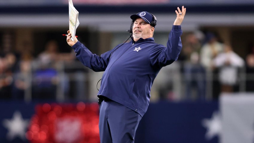 Dec 9, 2024; Arlington, Texas, USA; Dallas Cowboys head coach Mike McCarthy reacts after a play against the Cincinnati Bengals at AT&T Stadium.