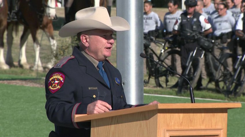 Col. Freeman Martin speaks at a change of command ceremony in Austin, Texas, where he was sworn in as the director of the Texas Department of Public Safety, Monday, Dec. 2, 2024.