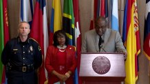 L-R: Dallas interim Chief of Police Michael Igo, Dallas City Councilwoman Carolyn King Arnold and Texas Sen. Royce West.