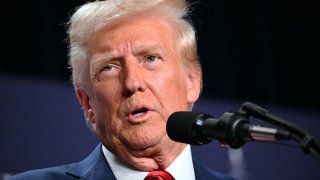 US President Donald Trump delivers remarks at the House Republican Members Conference Dinner at Trump National Doral Miami, in Miami, Florida on Jan. 27, 2025. 