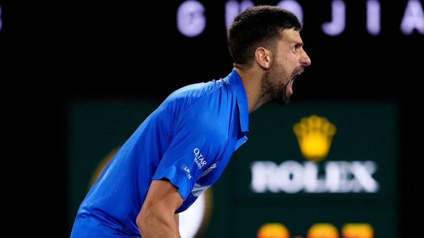 Djokovic screams in celebration