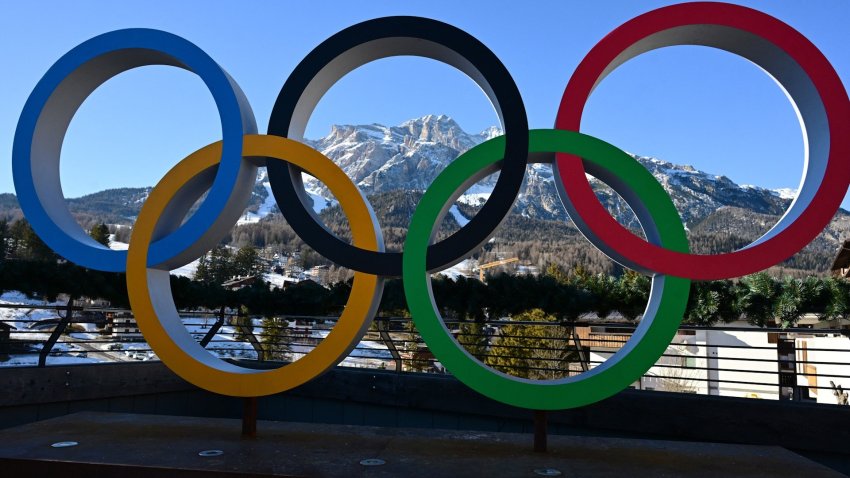 The Olympic rings in Italy.