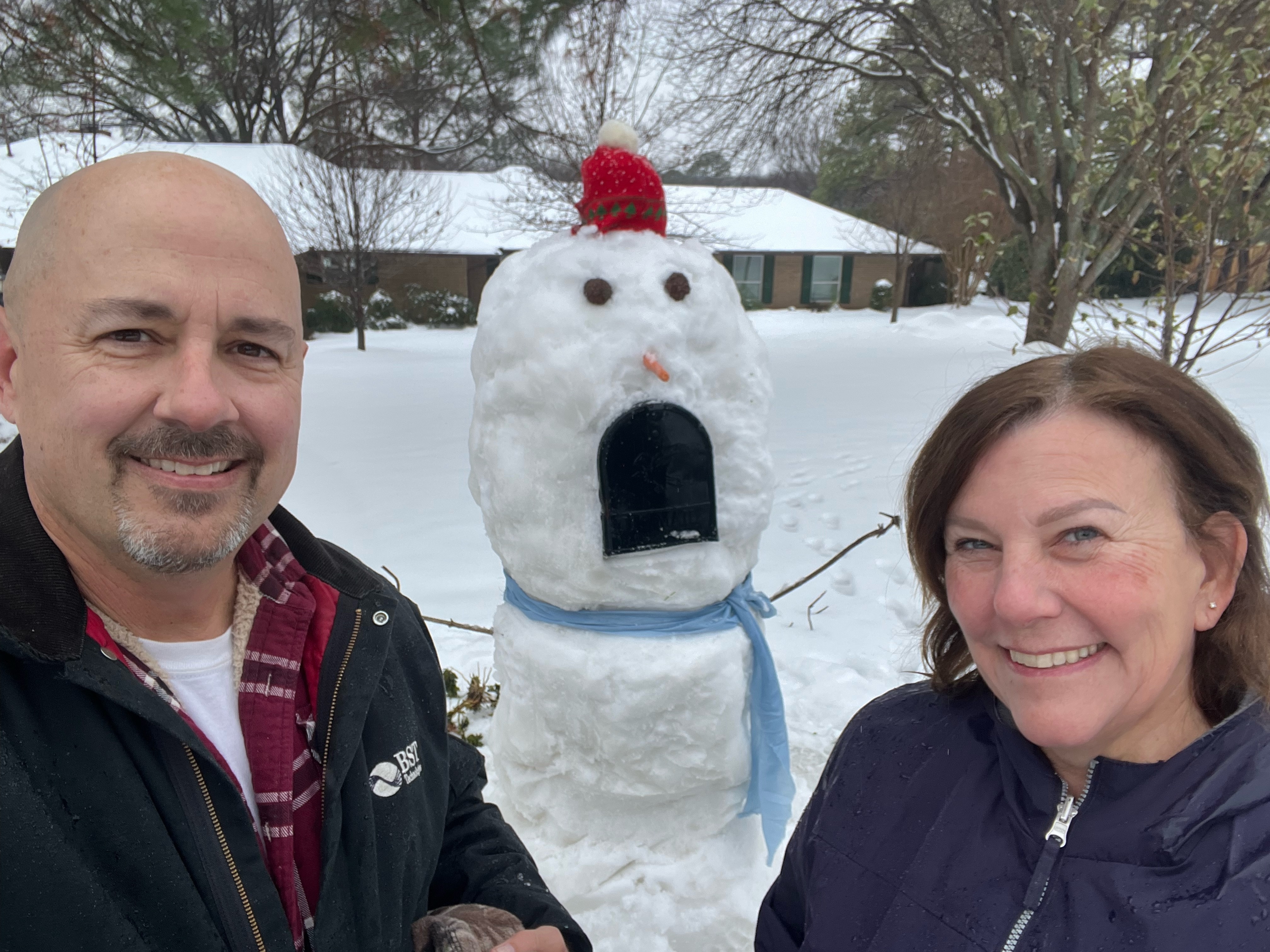 Denton, Texas snow man