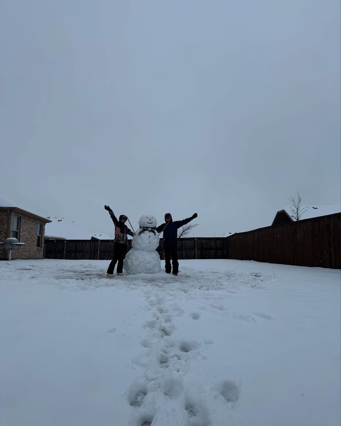 Newlyweds Nathan and Maddie Hall enjoying the snow in Melissa TX.