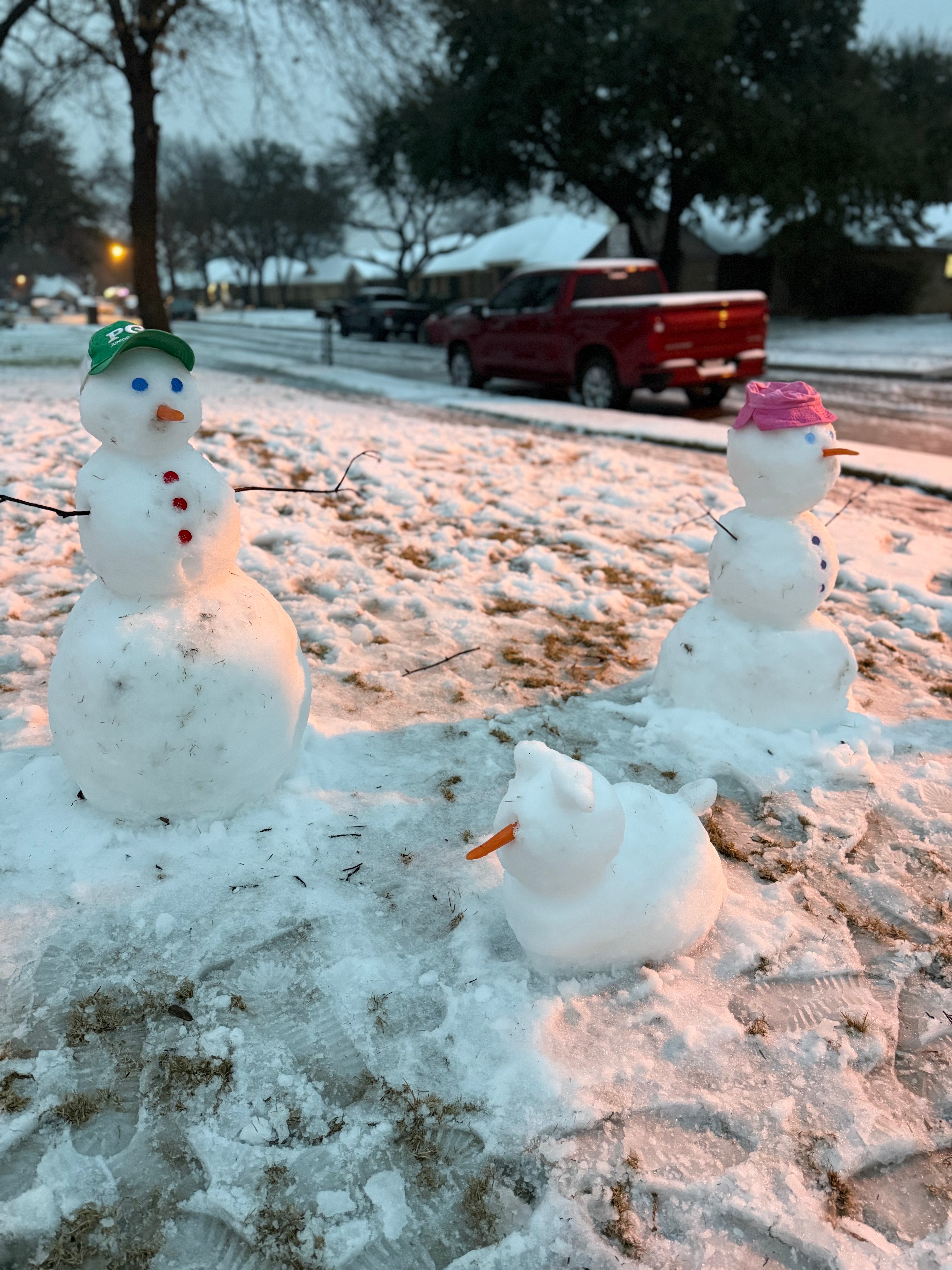 Snowman family of four and dog from Coppell!<br />
The Moore Family!