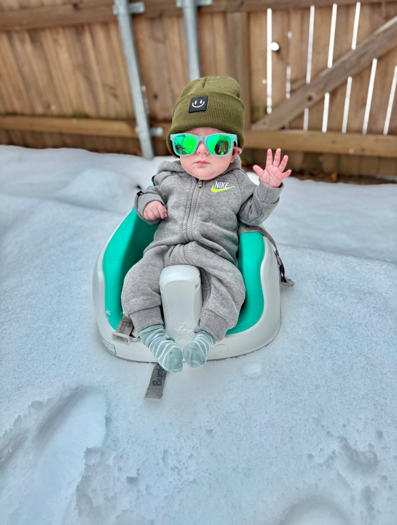 Hi, here is a snow photo of my 11 week old, Kai, in the snow in Denton