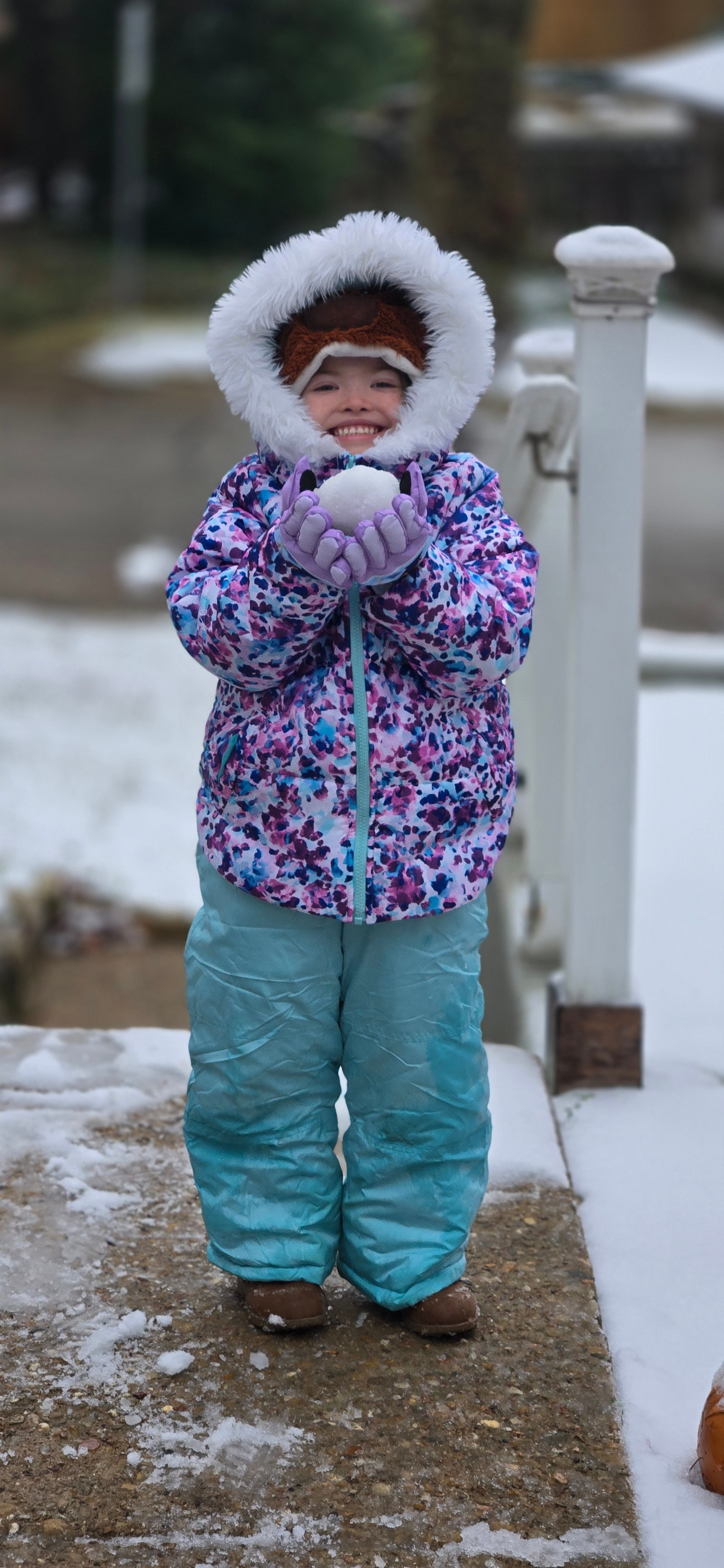 My daughter bundled up enjoying the weather in Arlington.