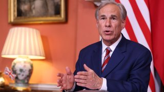 Greg Abbott, governor of Texas, during a meeting with Kemi Badenoch, UK business secretary, at Downing Street in London, UK, on Wednesday, March 13, 2024. The UK has signed a new trade pact with Texas, the second-largest state in the US, in an effort to boost cooperation in green energy, aerospace and advanced technologies. Photographer: Hollie Adams/Bloomberg via Getty Images