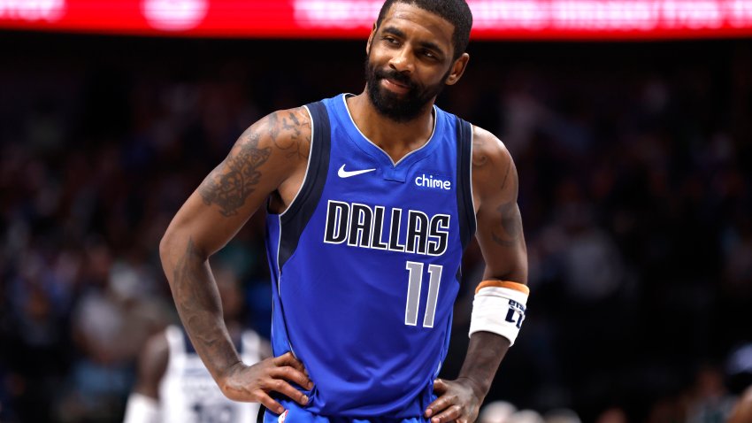 DALLAS, TX -DECEMBER 25 : Kyrie Irving #11 of the Dallas Mavericks reacts late in the second half against the Minnesota Timberwolves at American Airlines Center on December 25, 2024 in Dallas, Texas.