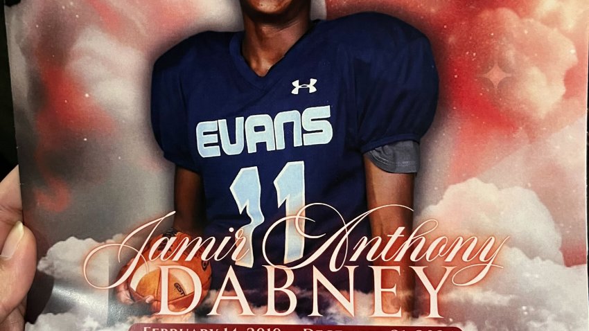 Jamir Dabney's funeral service. (NBC 5 photo/Tahera Rahman)