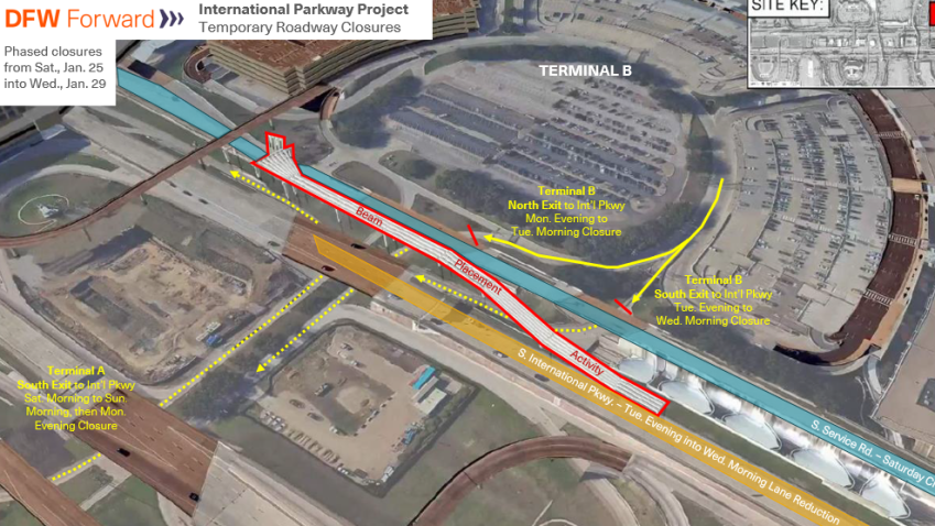 Map of DFW airport construction