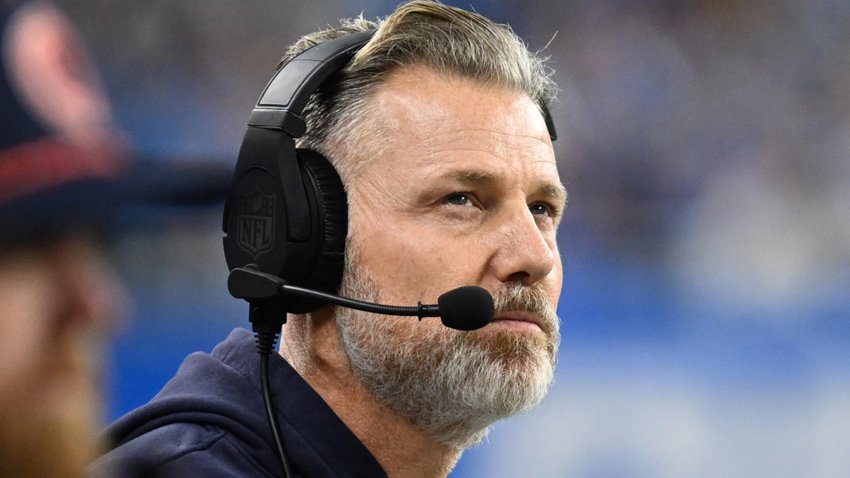 Nov 28, 2024; Detroit, Michigan, USA; Chicago Bears head coach Matt Eberflus looks at the scoreboard during their game against the Detroit Lions in the first quarter at Ford Field.