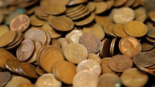Pennies are displayed at Glenview Coin & Collectibles July 6, 2006 in Glenview, Illinois. 
