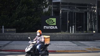 Signage at the Nvidia Corp. offices in Taipei, Taiwan, on Tuesday, Jan. 28, 2025. Photographer: An Rong Xu/Bloomberg via Getty Images
