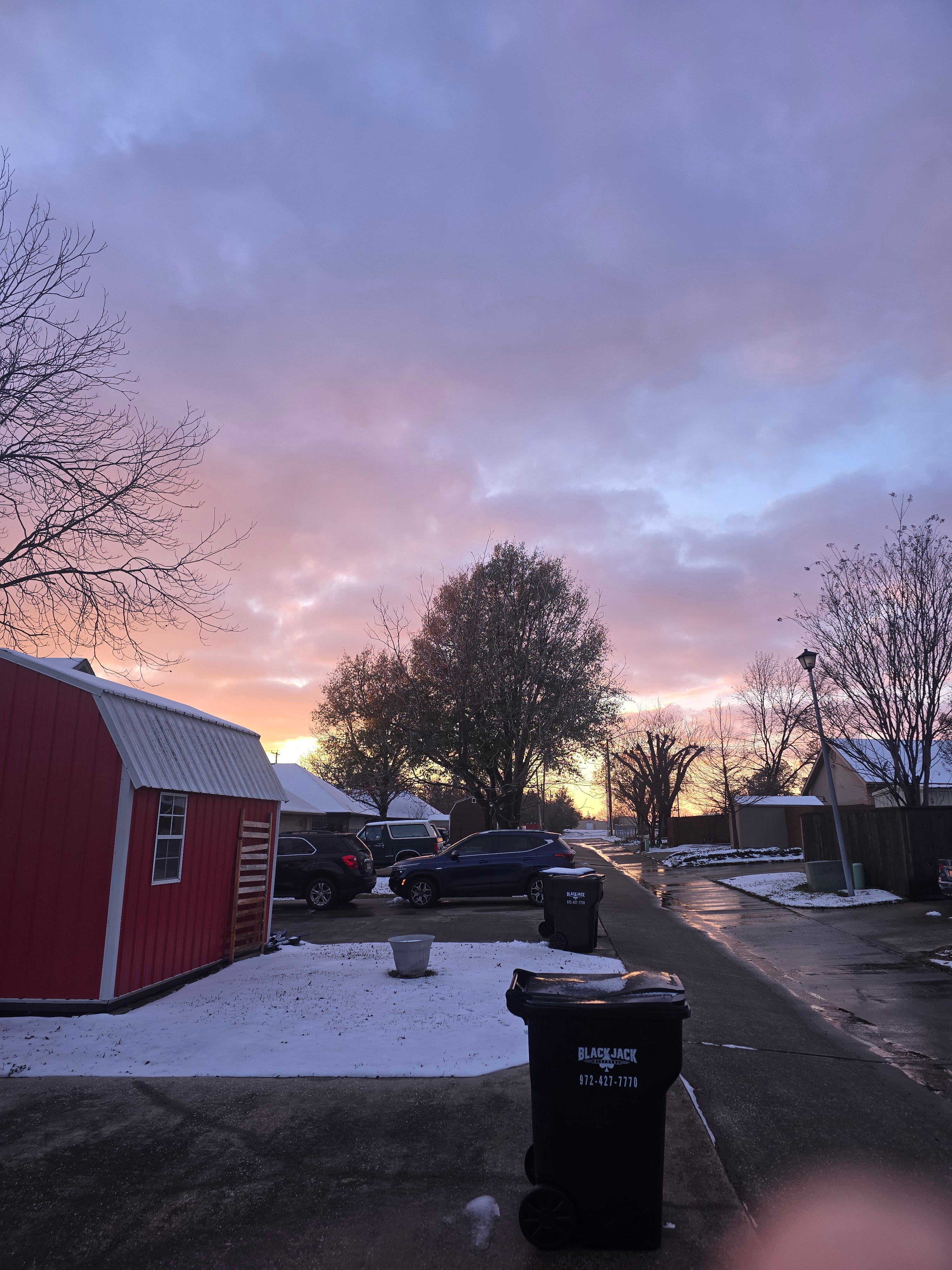 A beautiful clearing and awesome sunset after some snow and ice in Greenville, tx