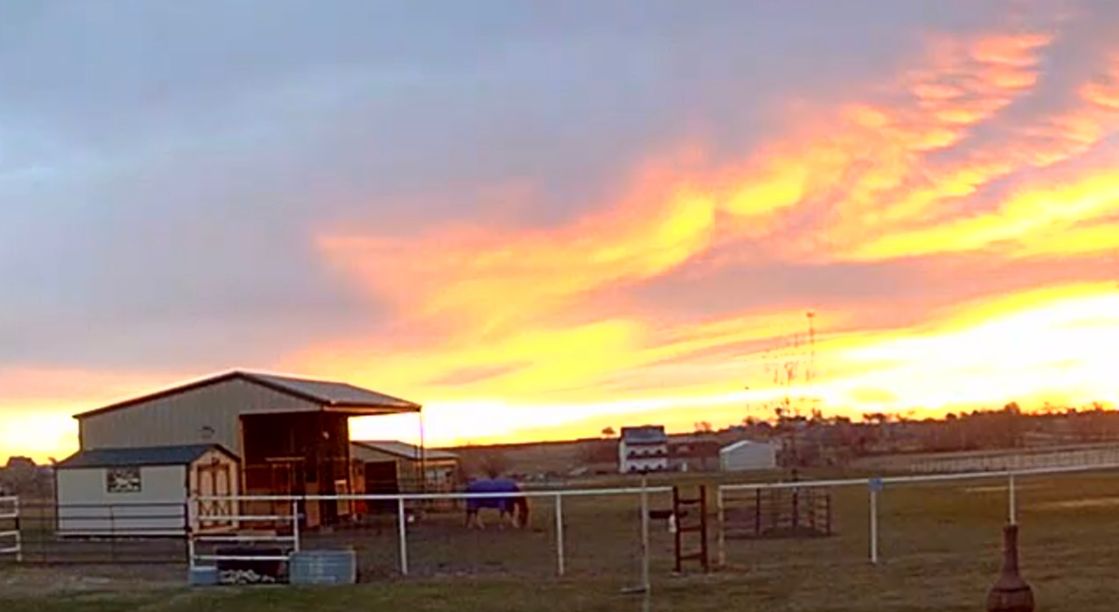 Sunrise at the the Lazy Q Ranch in Ponder.