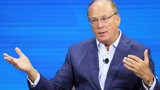 BlackRock CEO Larry Fink speaks during the New York Times DealBook Summit in New York City, Nov. 30, 2022.
