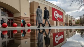Shoppers outside a Target store ahead of Black Friday in Clifton, New Jersey, on Nov. 26, 2024.