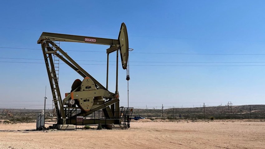 FILE PHOTO: An oil pumpjack is pictured in the Permian basin, Loco Hills regions, New Mexico, U.S., April 6, 2023. 