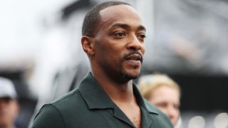 Grand Marshal Anthony Mackie walks the grid during the NASCAR Cup Series Daytona 500 at Daytona International Speedway on February 16, 2025.