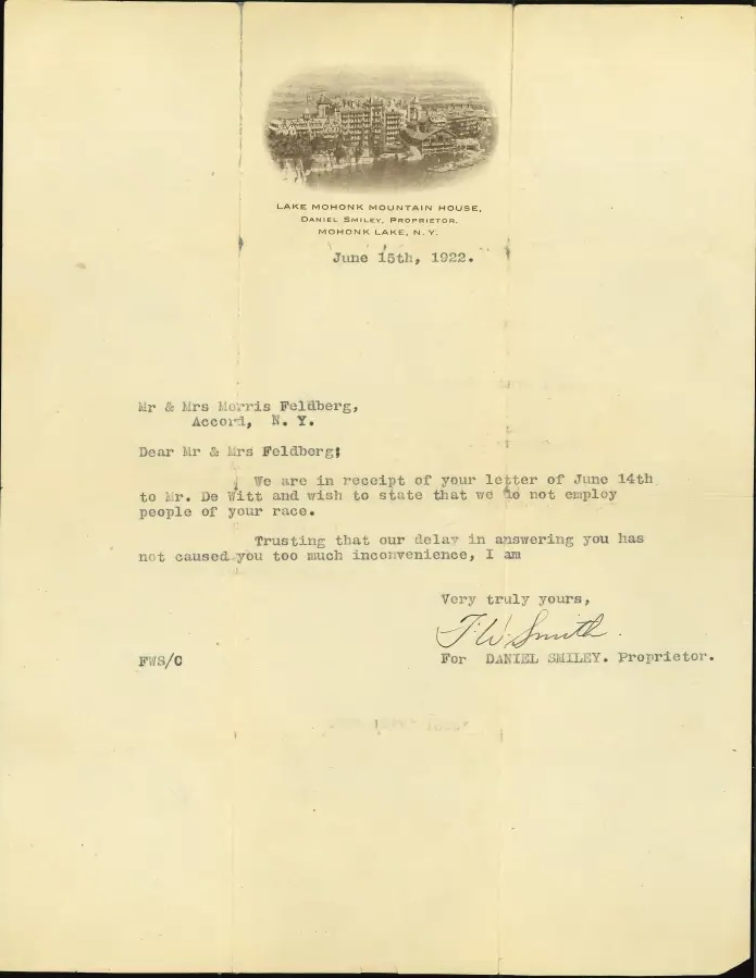 A letter from Mohonk Mountain House