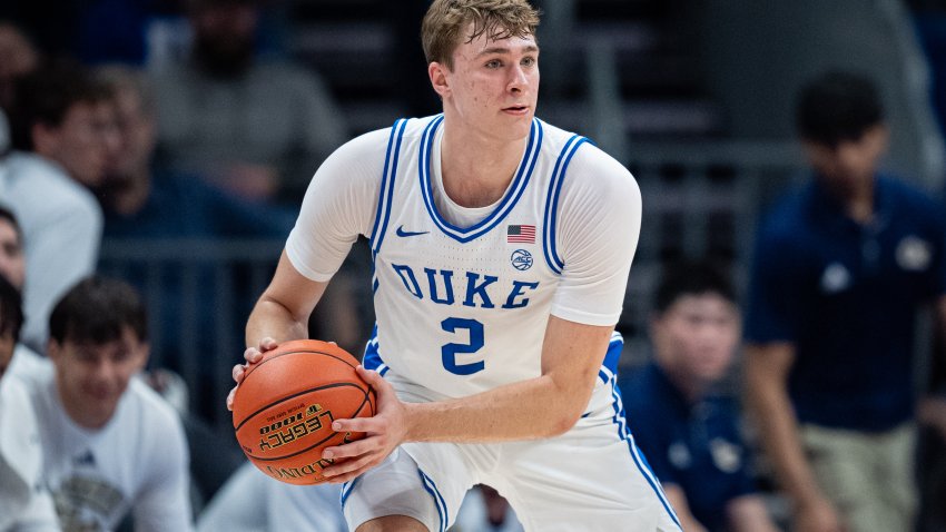 CHARLOTTE, NORTH CAROLINA – MARCH 13: Cooper Flagg #2 of the Duke Blue Devils plays against the Georgia Tech Yellow Jackets during the quarterfinal round of the ACC men’s basketball tournament at Spectrum Center on March 13, 2025 in Charlotte, North Carolina. (Photo by Jacob Kupferman/Getty Images)