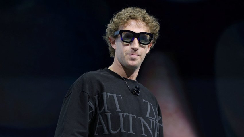 Meta CEO Mark Zuckerberg tries on Orion AR glasses at the Meta Connect annual event at the company’s headquarters in Menlo Park, California, U.S., September 25, 2024. REUTERS/Manuel Orbegozo