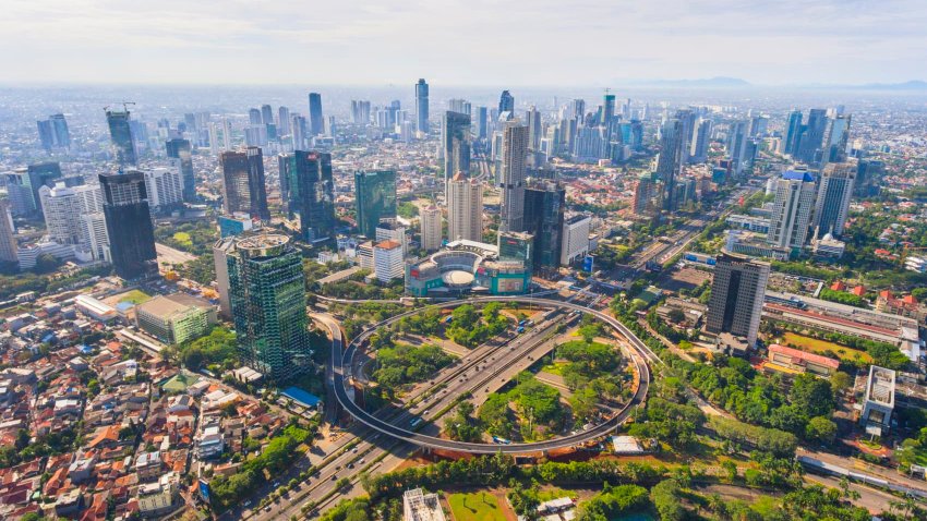 The Semanggi overpass in Jakarta, Indonesia.