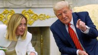 President Donald Trump meets with Italy's Prime Minister Giorgia Meloni in the Oval Office of the White House, Thursday, April 17, 2025, in Washington.