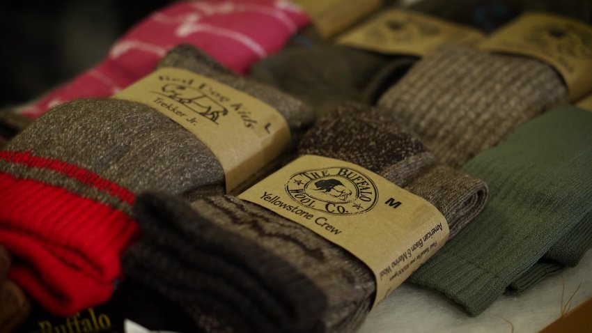 Socks from Buffalo Wool Co in Weatherford.