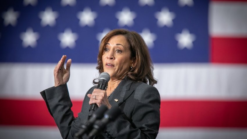 Former Vice President Kamala Harris, seen here during her Boston campaign stop at Roxbury Community College, benefitted from fundraising by ActBlue.
