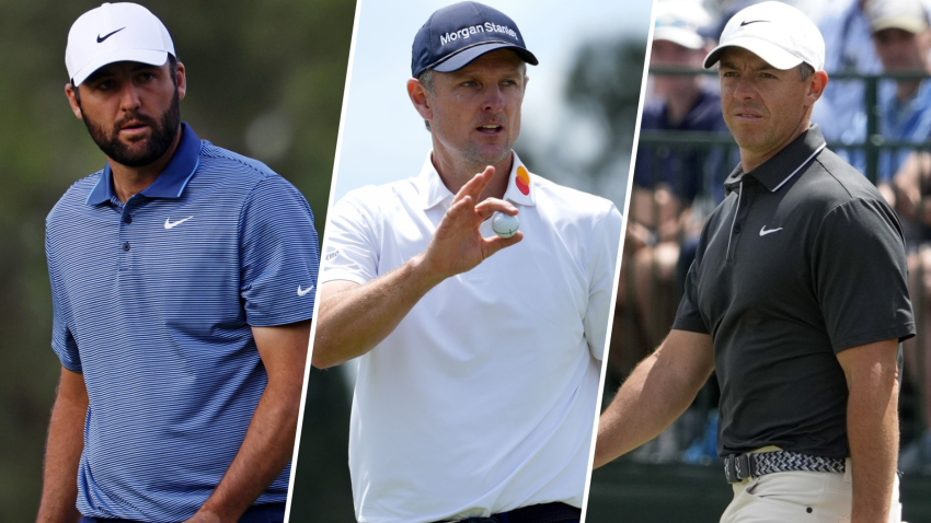 Scottie Scheffler, Justin Rose and Rory McIlroy