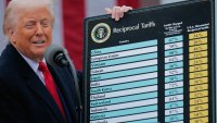 U.S. President Donald Trump announcing new tariffs at the White House in Washington, April 2, 2025.
