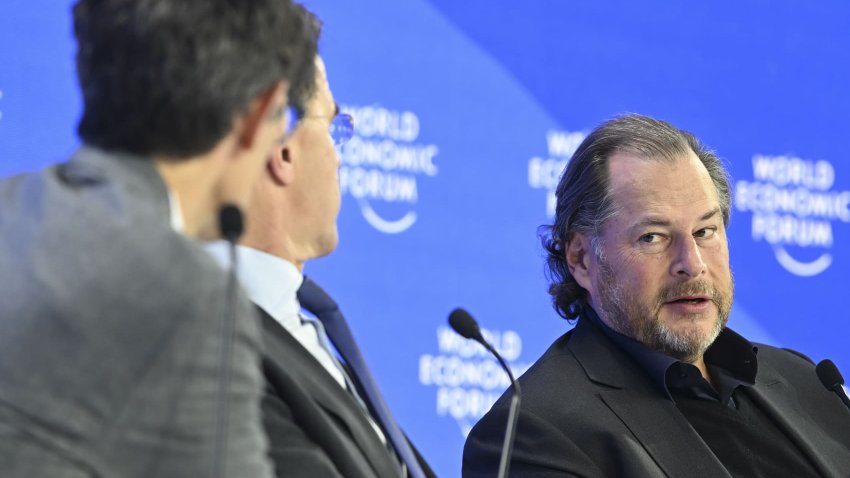 Salesforce CEO Marc Benioff attends the 55th annual meeting of the World Economic Forum in Davos, Switzerland, on Jan. 23, 2025.