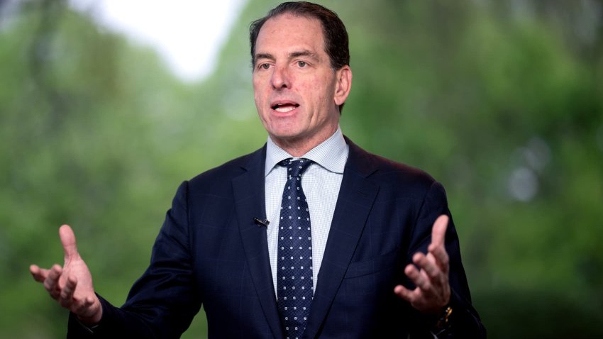 Michael Faulkender, deputy US treasury secretary, during a Bloomberg Television interview outside the White House in Washington, DC, US, on Friday, April 11, 2025.