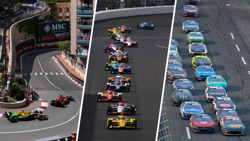 Split image of Monaco GP, Indy 500 and Coca-Cola 600